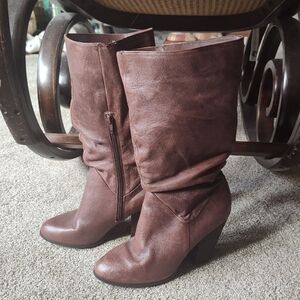 Carlos Santana High Heeled Mid-calf Leather Boots Size 10